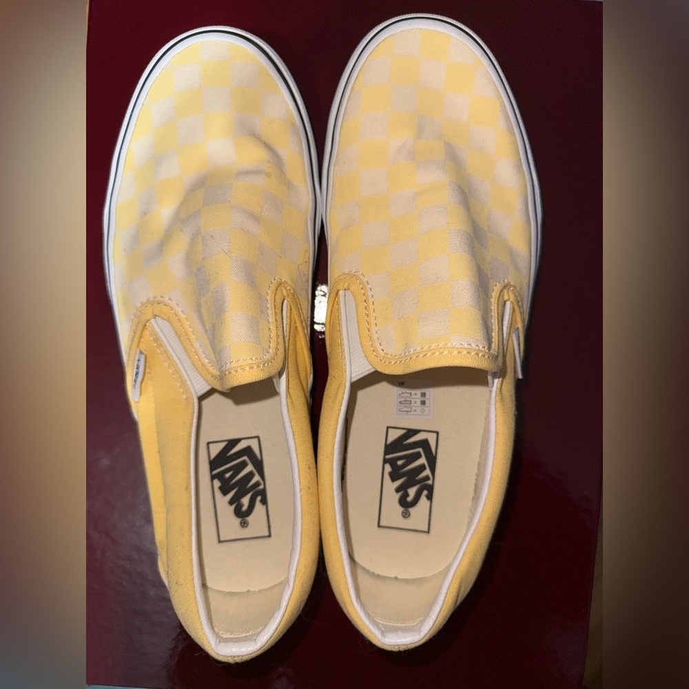 Vans Women’s Yellow Checkered Slip-On Sneakers